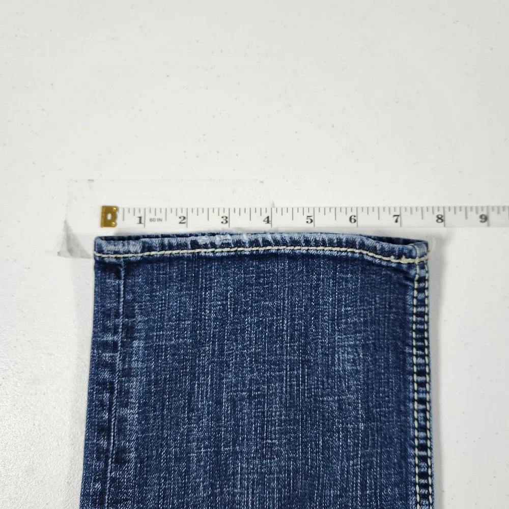 BKE Alec Mens Straight Leg Jeans 30x32 Blue Medium Wash Contrast Stitch Denim